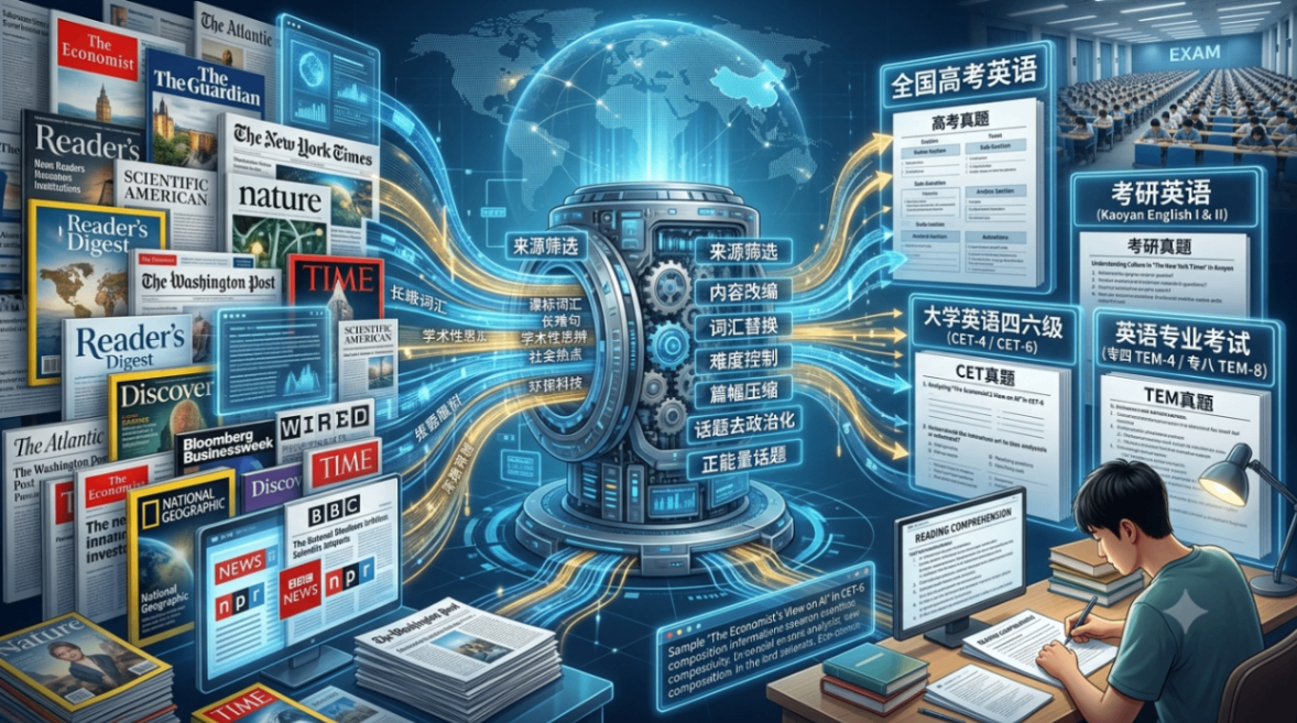 中国国家考试英语外文试题阅读文章来源全解析