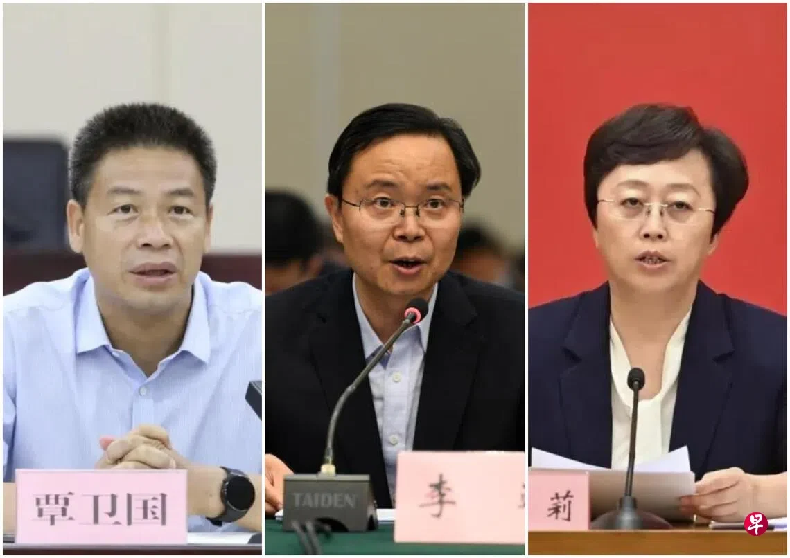 （左起）覃卫国履新中共安徽省合肥市委书记；李运出任广东省深圳市副市长，代理市长职务；郑莉出任中共贵州省贵阳市委书记。（互联网）