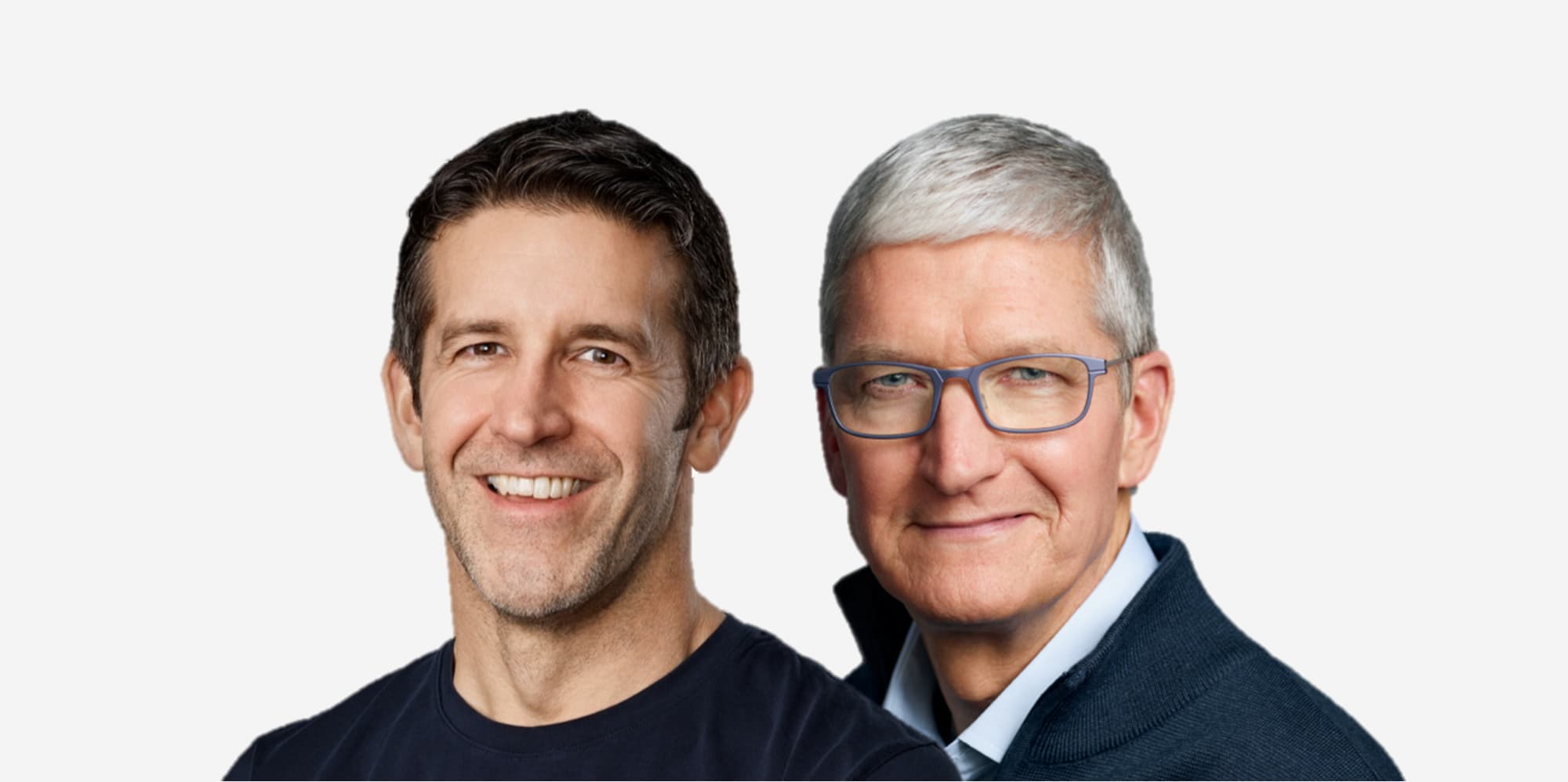 左为苹果新任CEO  John Ternus ，右为苹果执行主席  Tim Cook